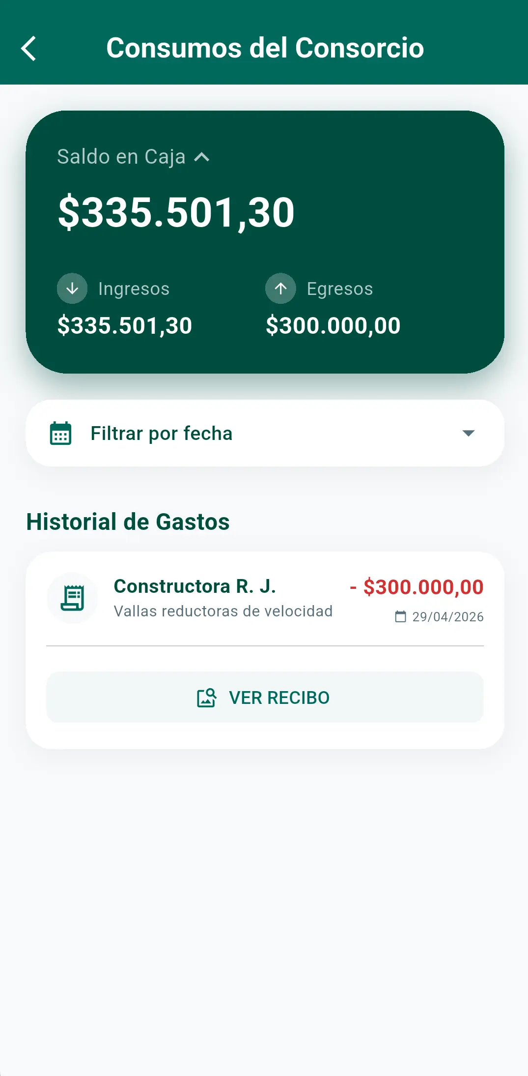 Pantalla Gastos