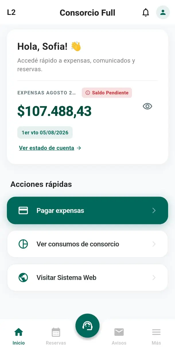Pantalla Home